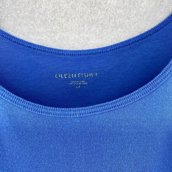 EILEEN FISHER Tank Top S Organic Cotton Ribbed Stretch Jersey Cami Royal Blue - Picture 5 of 9